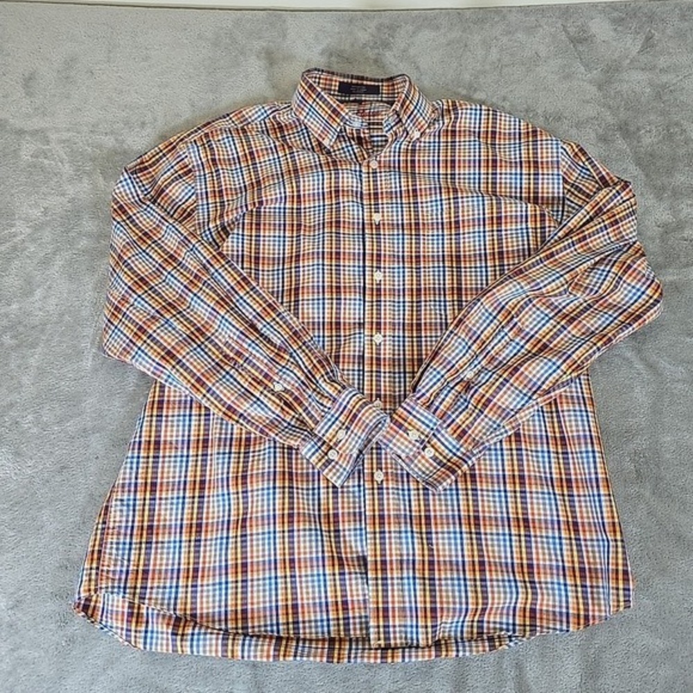 Alan Flusser Shirt Mens Large Multicolored‎ Button Up Plaid Long Sleeve Casual